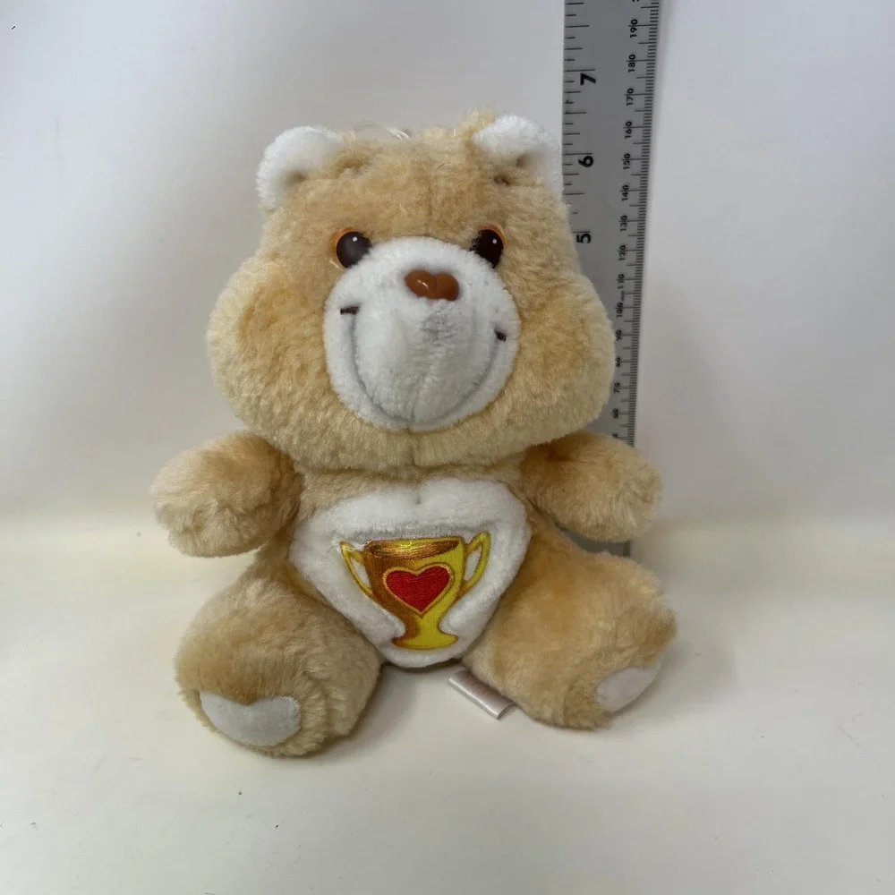 Vintage 1980s Care Bears Champ Bear‎ Mini Plush Tan Trophy Belly 6